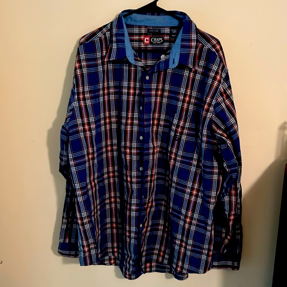 Chaps Men’s XXL button down blue,orange and white